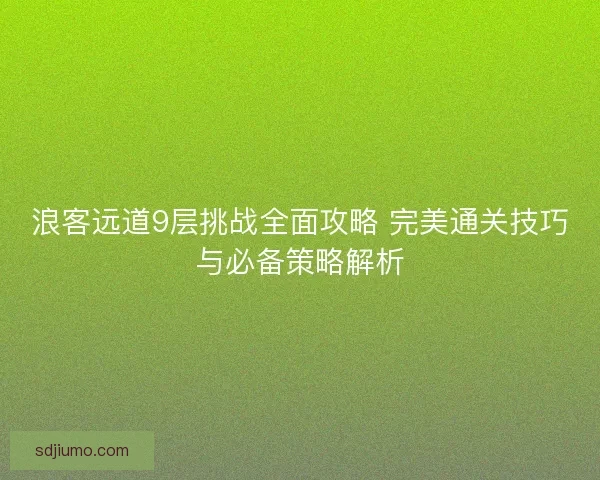 浪客远道9层挑战全面攻略 完美通关技巧与必备策略解析 浪客远道9层挑战全面攻略 完美通关技巧与必备策略解析