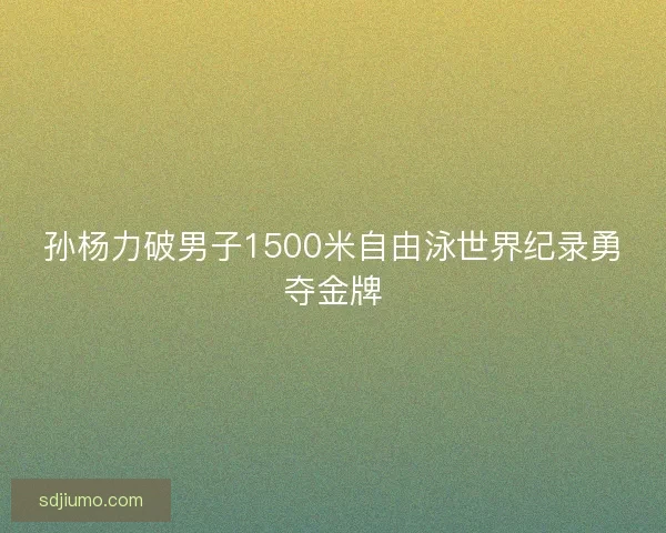 孙杨力破男子1500米自由泳世界纪录勇夺金牌