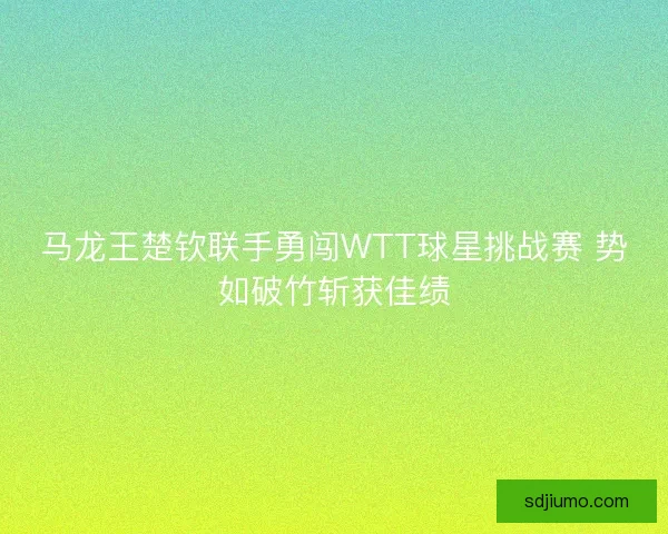马龙王楚钦联手勇闯WTT球星挑战赛 势如破竹斩获佳绩